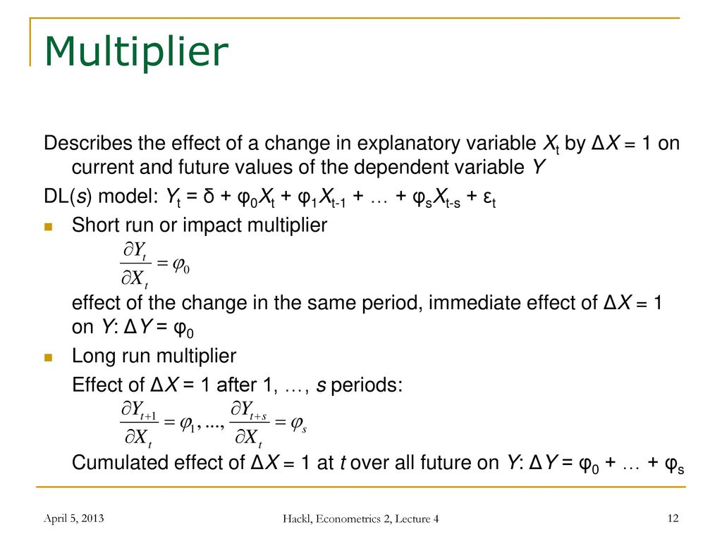 Econometrics 2 - Lecture 4 Lag Structures, Cointegration Econometrics 2 - Lecture 4 Lag Structures, Cointegration